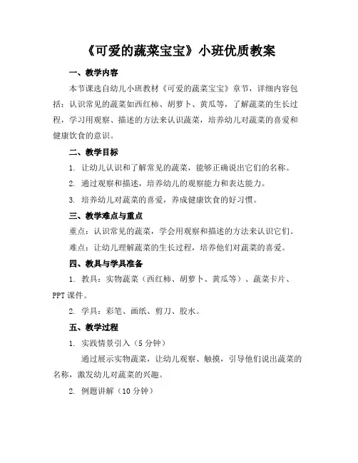 《可爱的蔬菜宝宝》小班优质教案