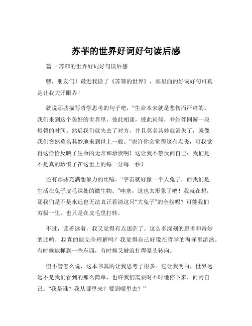 苏菲的世界好词好句读后感