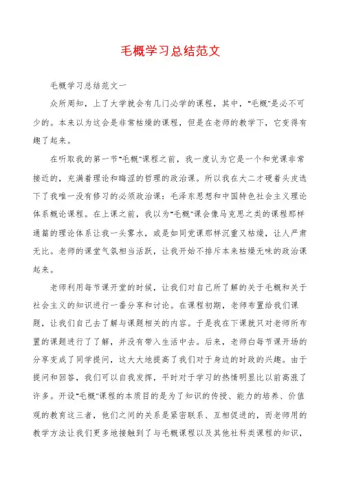 毛概学习总结范文