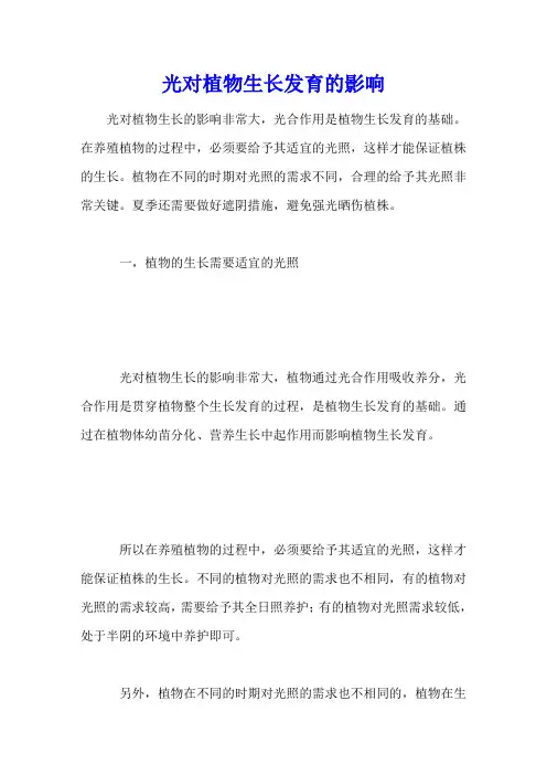 光对植物生长发育的影响