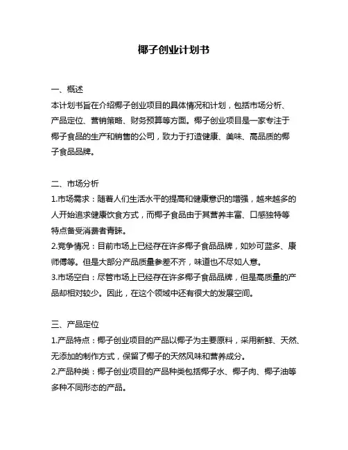 椰子创业计划书