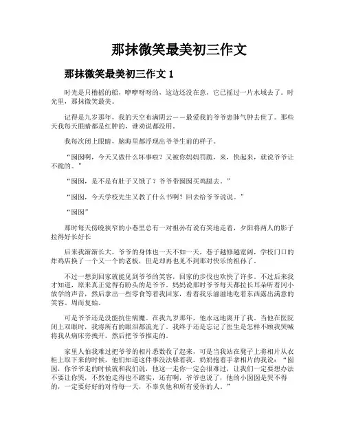 那抹微笑最美初三作文