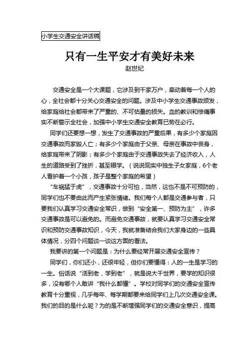 小学生交通安全知识讲座