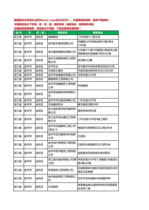 2020新版浙江省金华市金东区建筑装饰有限公司工商企业公司商家名录名单黄页联系电话号码地址大全91家