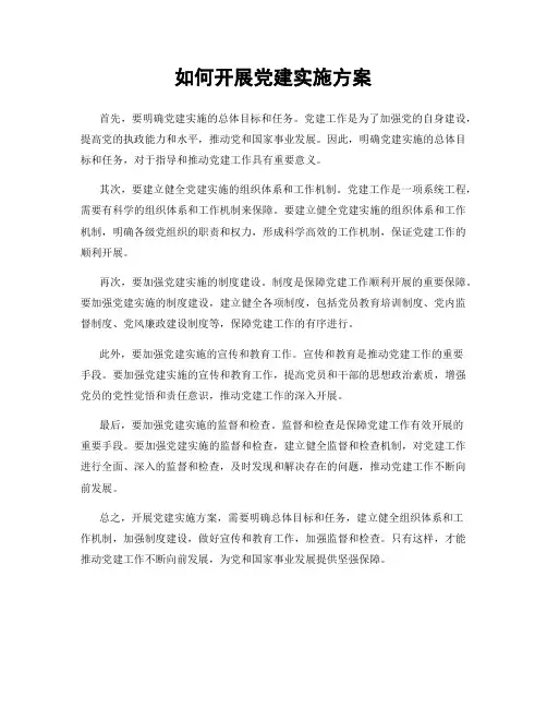 如何开展党建实施方案