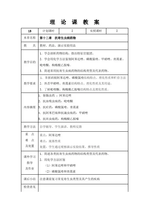 抗寄生虫病药物