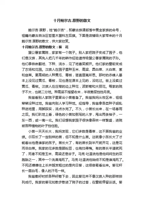 十月鲍尔吉.原野的散文