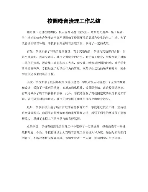 校园噪音治理工作总结