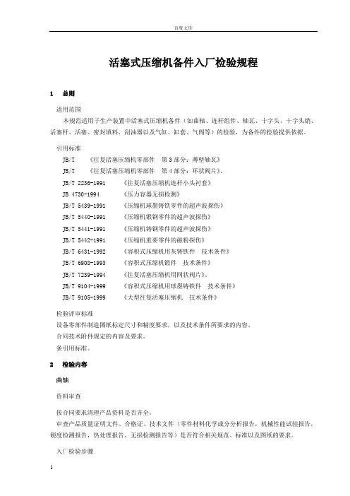 活塞式压缩机备件检验规范1