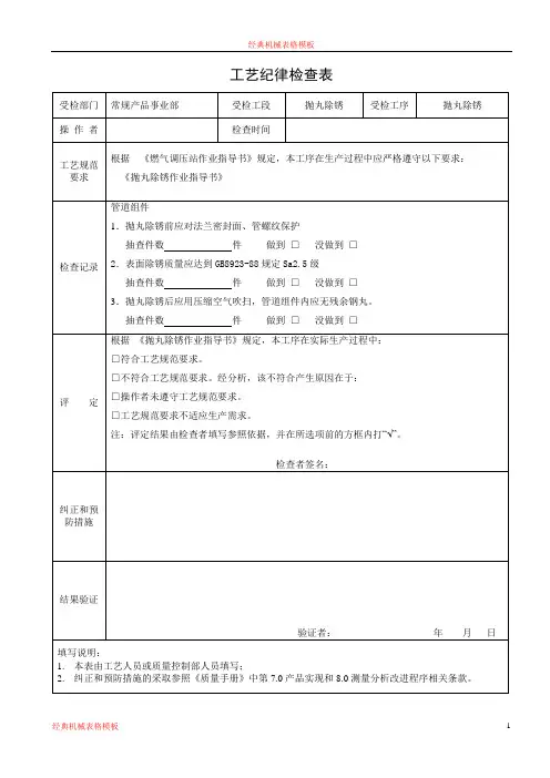 检表(抛丸、油漆共4张)