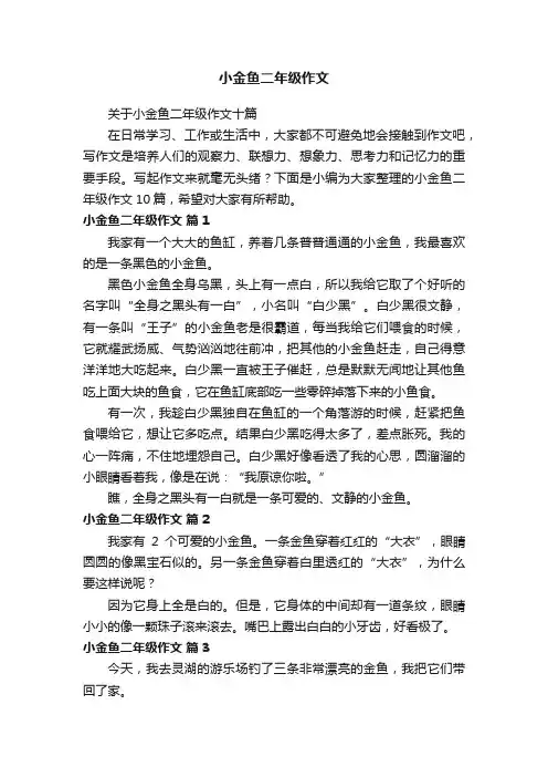 关于小金鱼二年级作文十篇