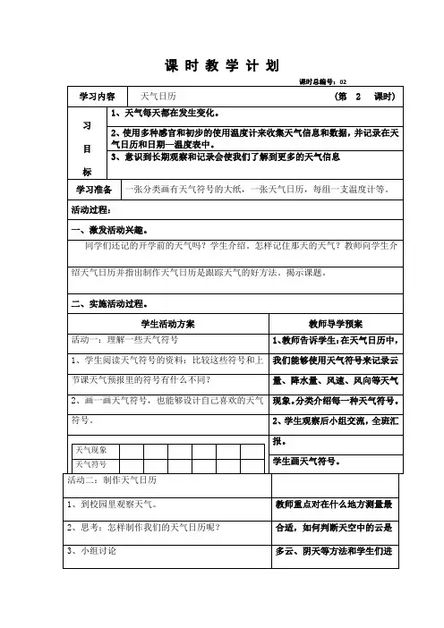 教科版科学四年级上册《一 天气  天气日历》教学设计_41