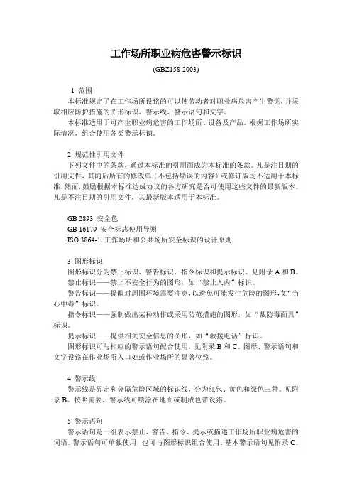工作场所职业病危害警示标识