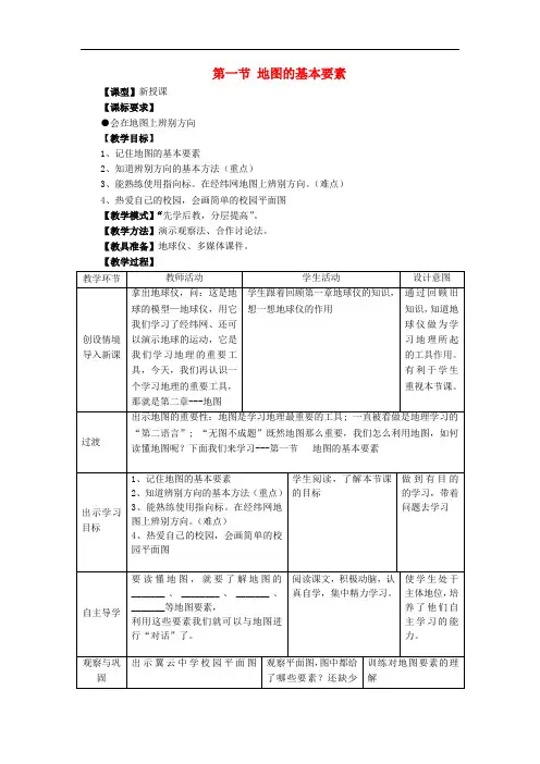 七年级地理上册 第二章 第1节 地图基本要素(第1课时)