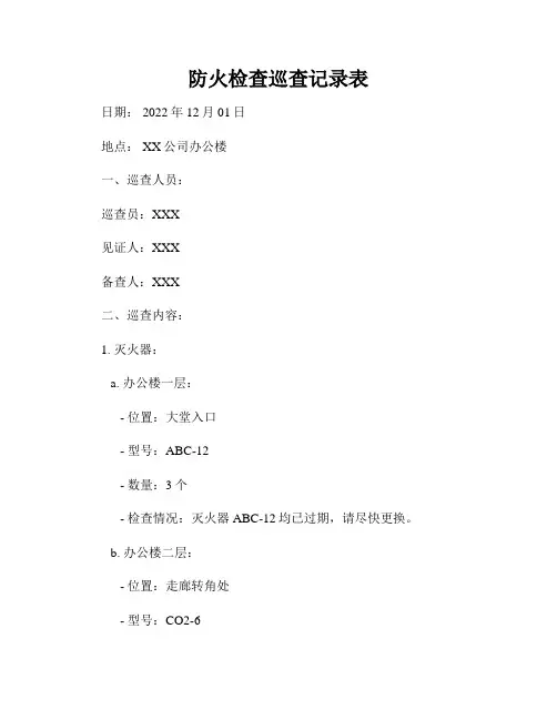 防火检查巡查记录表(1)