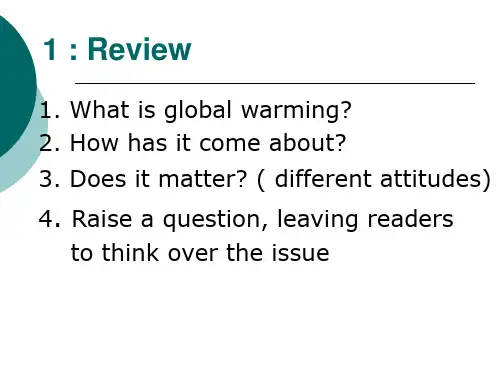 unit4 global warming--revision,extensive reading, language points