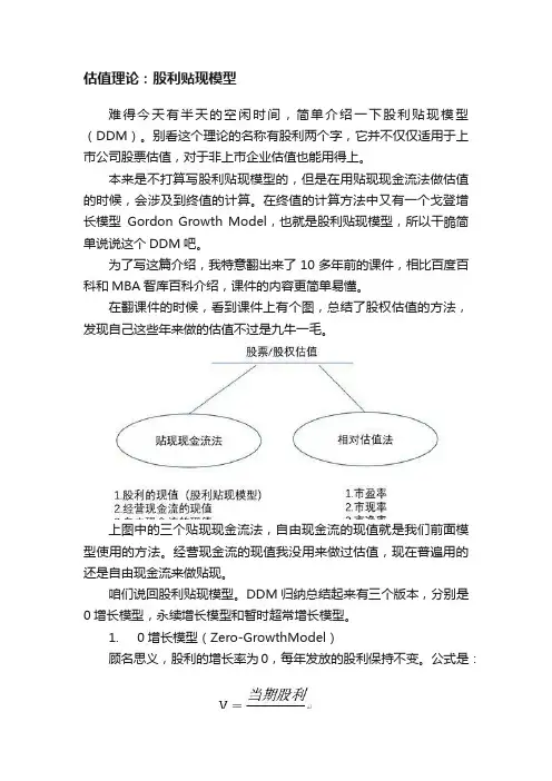 估值理论：股利贴现模型