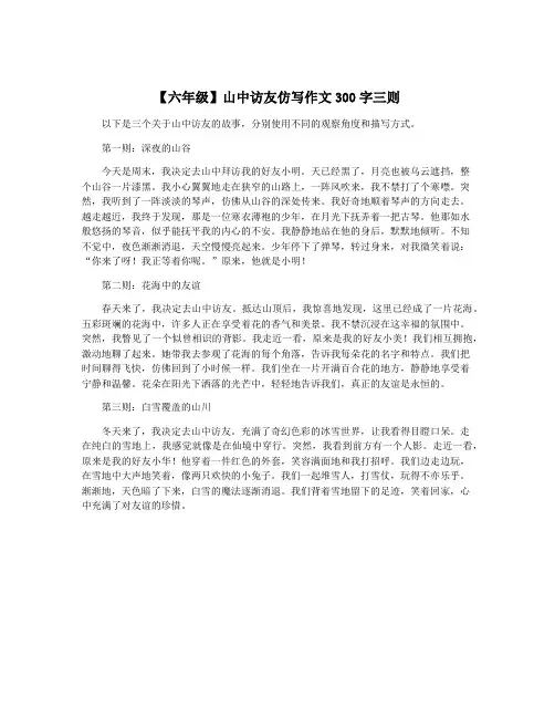 【六年级】山中访友仿写作文300字三则