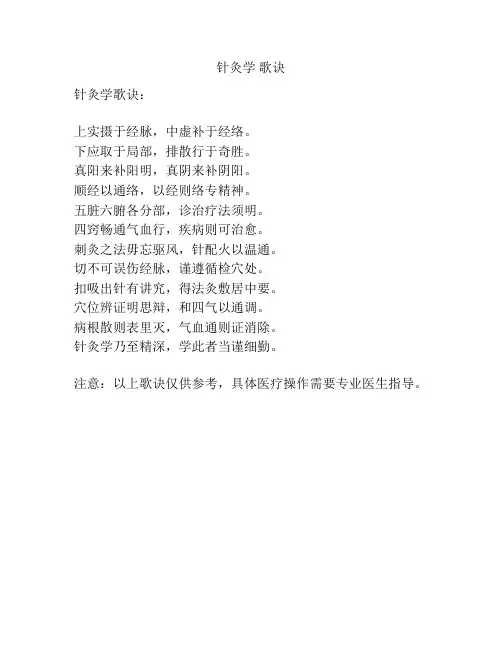 针灸学 歌诀