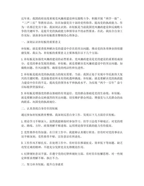 补短板教育整顿心得体会