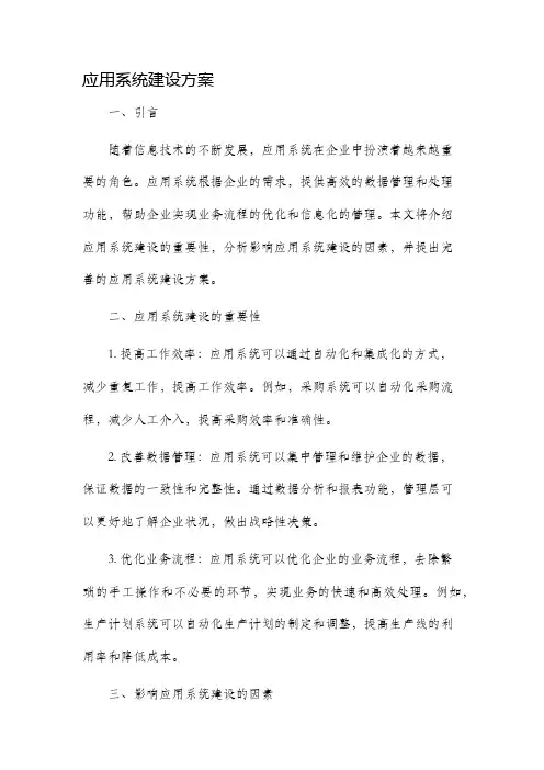 应用系统建设方案
