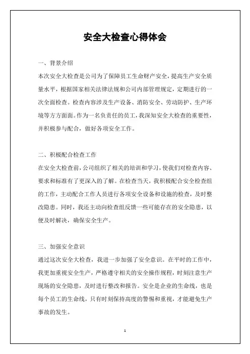 安全大检查心得体会