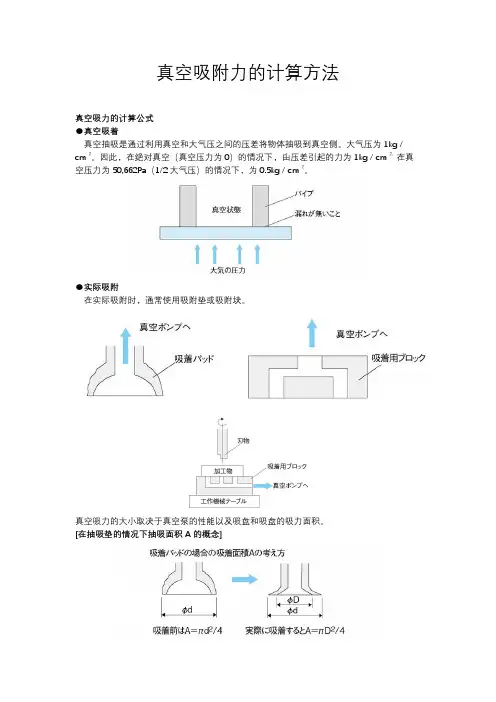 真空吸盘吸力的计算方法