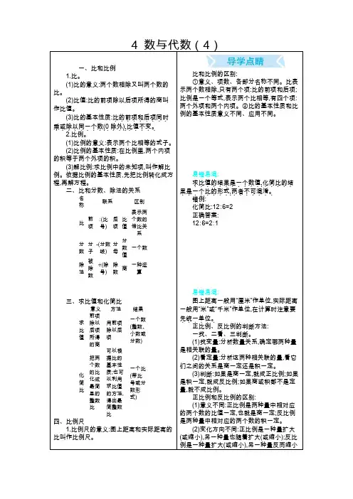 青岛五年制五年级数学下册复习资料-数与代数4