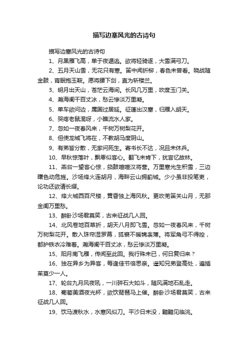描写边塞风光的古诗句