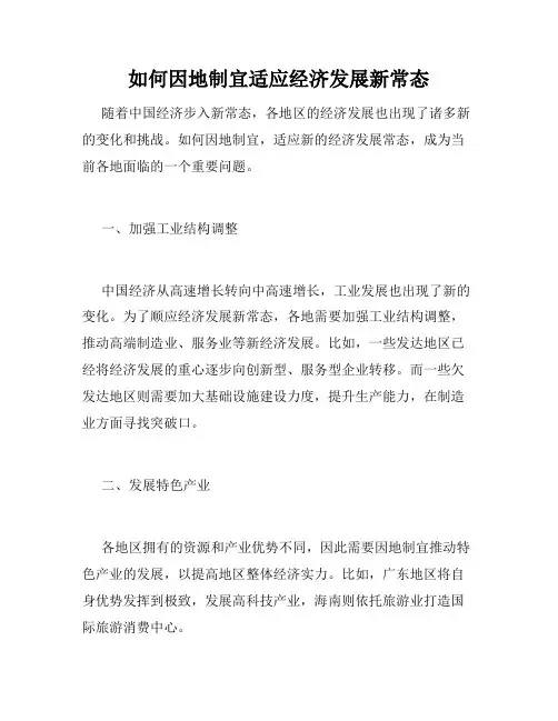 如何因地制宜适应经济发展新常态