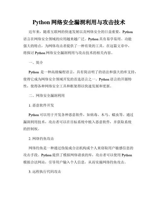 Python网络安全漏洞利用与攻击技术