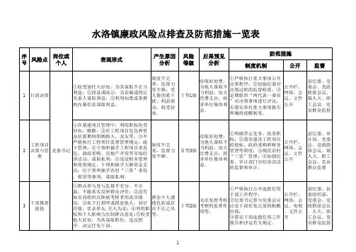 水洛镇廉政风险点排查及防范措施一览表