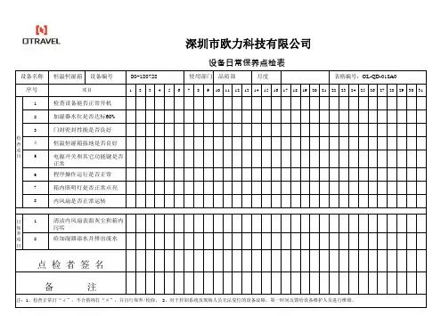 恒温恒湿箱日常点检表_201904030927221