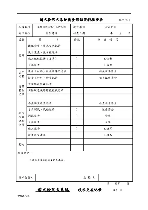 幼儿园消火栓系统资料全