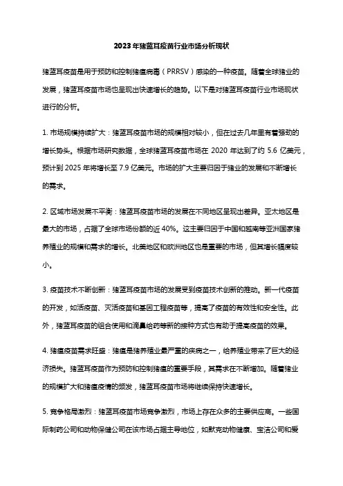 2023年猪蓝耳疫苗行业市场分析现状