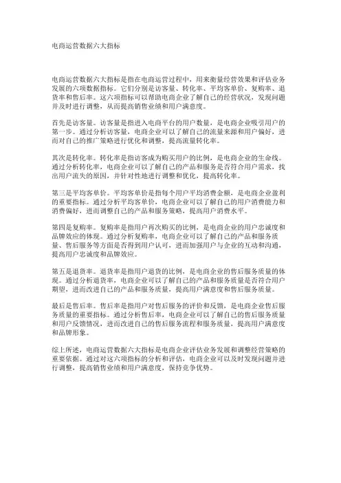 电商运营数据六大指标