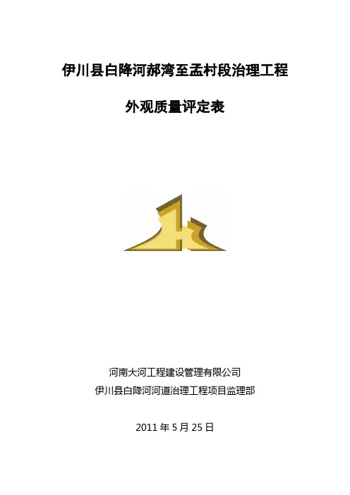 水利工程外观质量评定标准