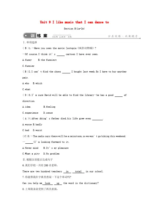 2019届九年级英语全册 Unit 9 I like music that I can danc