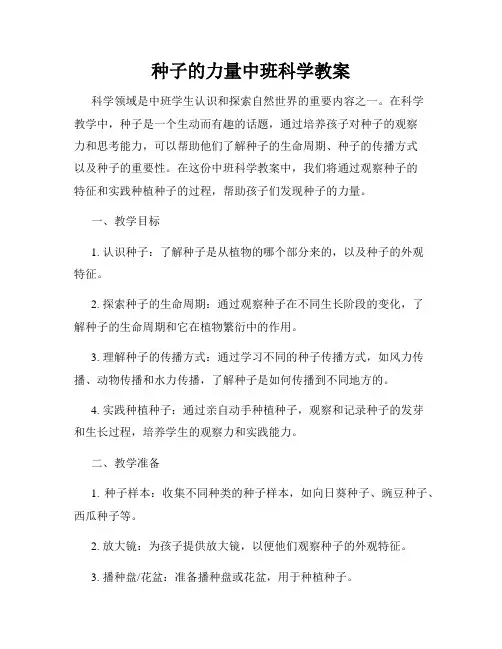 种子的力量中班科学教案