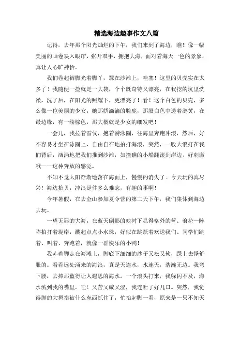 精选海边趣事作文八篇精选范文