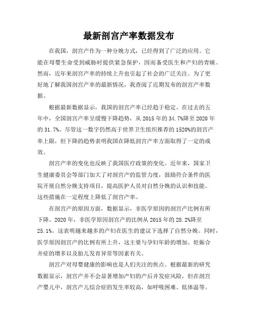 最新剖宫产率数据发布