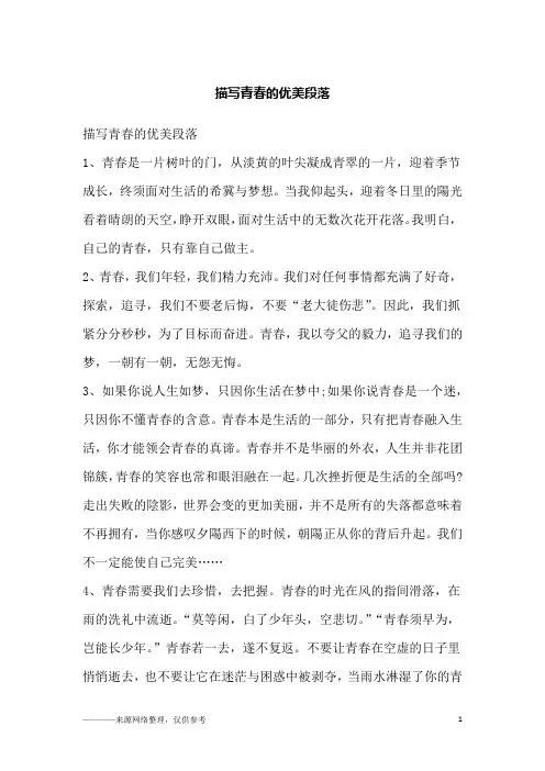 描写青春的优美段落