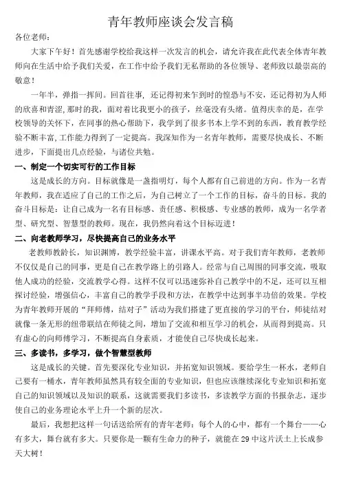 青年教师座谈会发言稿 2