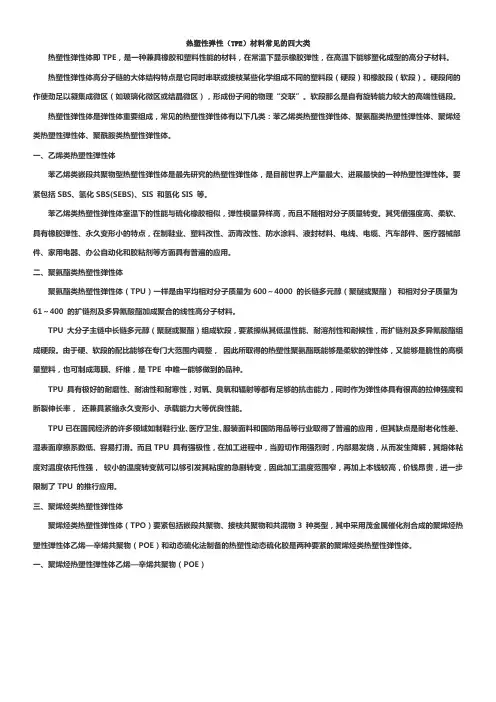 热塑性弹性(TPE)材料常见的四大类