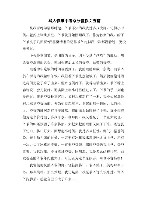 写人叙事中考满分作文五篇