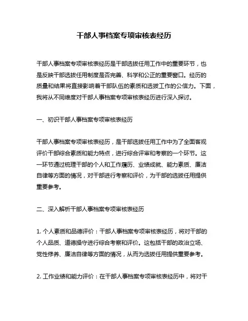 干部人事档案专项审核表经历