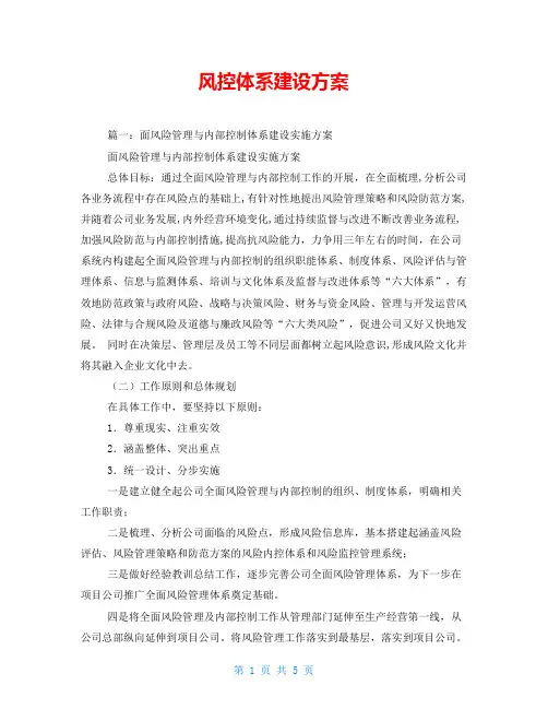 风控体系建设方案