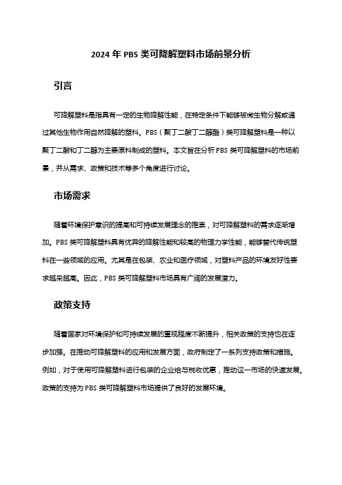 2024年PBS类可降解塑料市场前景分析
