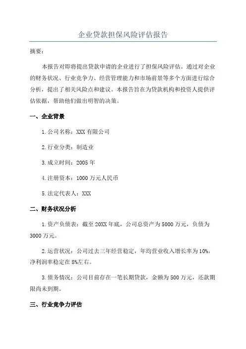 企业贷款担保风险评估报告