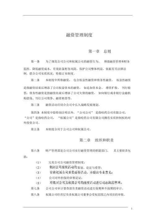 集团有限公司融资管理制度